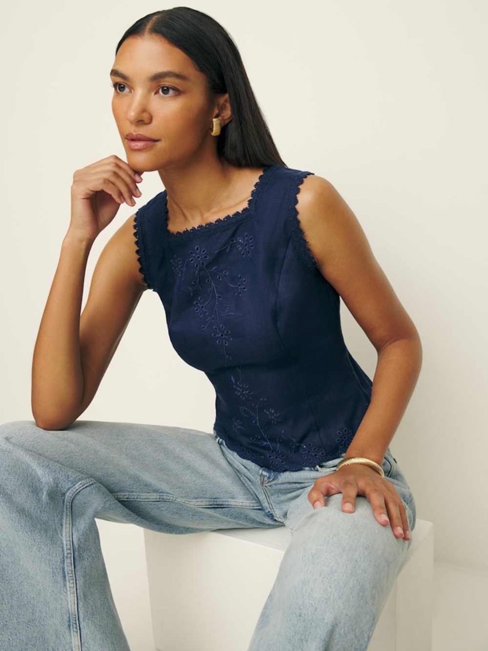 Reformation Lorie Linen Top